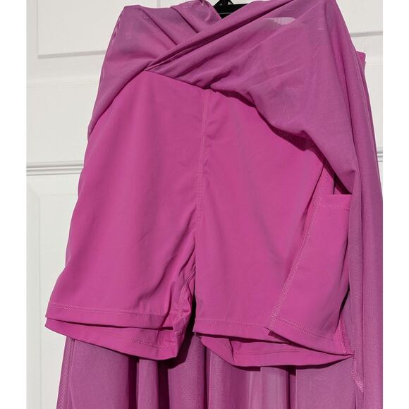 Halara Midi Skirt Size Large High Waist Pink Mesh 2-in-1 Pocket Flowy Casual, L - Picture 10 of 11